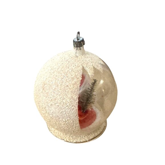 Vintage Glass Ornament Santa Claus Diorama Globe Mica Accents 3" West Germany - Picture 4 of 5